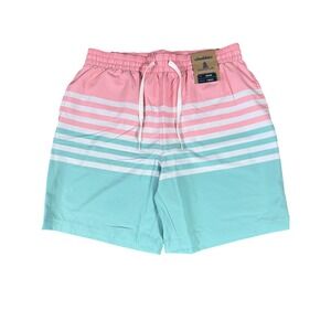 Chubbies Swim Trunks Mens Medium 7 Inch Pink Teal Striped Lined NWT